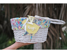 EASTER Personalized Easter Basket Easter Baskets Folding Handle White Wicker Easter Basket Blue Green Purple Pink For Boys Girls White Yellow