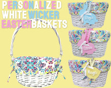 EASTER Personalized Easter Basket Easter Baskets Folding Handle White Wicker Easter Basket Blue Green Purple Pink For Boys Girls White Yellow