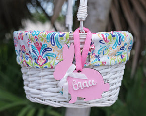 EASTER Personalized Easter Basket Easter Baskets Folding Handle White Wicker Easter Basket Blue Green Purple Pink For Boys Girls White Yellow