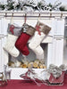 CHRISTMAS STOCKINGS Faux Fur Cuff Cable Knit Christmas Stockings Ivory Brown Grey Personalized with Cutout Wood Name Tag Custom Xmas 2021 Stocking Decor