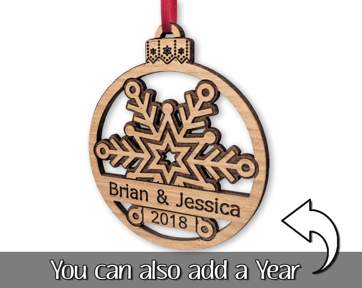 CHRISTMAS ORNAMENTS First Christmas Together Snowflake Couples Ornament Just Married Newlyweds Mr Mrs Gift Wood Anniversary Custom Tree Holiday Decor Present