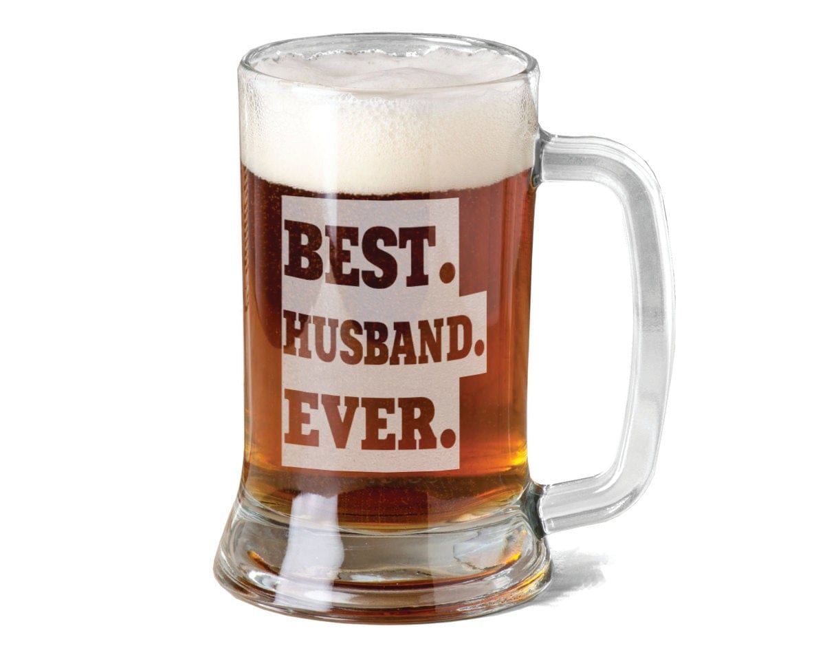 FOR DAD & GRANDPA 16 Oz Best HUSBAND Beer Mug Personalized Drinking Glass Etched Gift for Father Day, Dad, Grandpa, Husband, from Wife, kids, son, daughter
