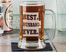 FOR DAD & GRANDPA 16 Oz Best HUSBAND Beer Mug Personalized Drinking Glass Etched Gift for Father Day, Dad, Grandpa, Husband, from Wife, kids, son, daughter