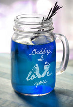 FOR DAD & GRANDPA 16 Oz Daddy I Love You Footprints Heart Father s Day Gift Idea Engraved Mason Mug Personalized Drinking Glass Daddy  from Kids Son Daughter