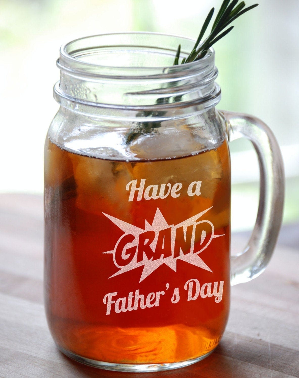 FOR DAD & GRANDPA 16 Oz Have a GRAND Fathers Day for Grandfather Beer Mug Glass Drinking Mason Jar Engraved Mug  Grandpa Pop Grand Dad Funny Gift Idea