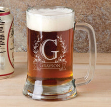 FOR DAD & GRANDPA 16 Oz Monogram Gift for Dad Fathers Day Beer Mug Engraved Father's Personalized Stein Etched Gift for Father Grandpa