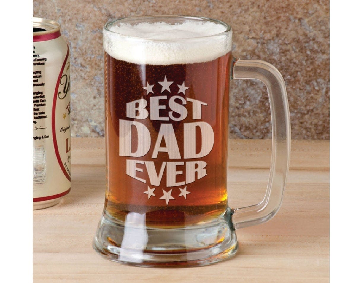 FOR DAD & GRANDPA American Daddy Best Dad Ever 16 Oz Beer Stein First Fathers Day Gifts for Papa, Paw Paw, Grandpa, Husband Beer Glass Gift from Kids Wife