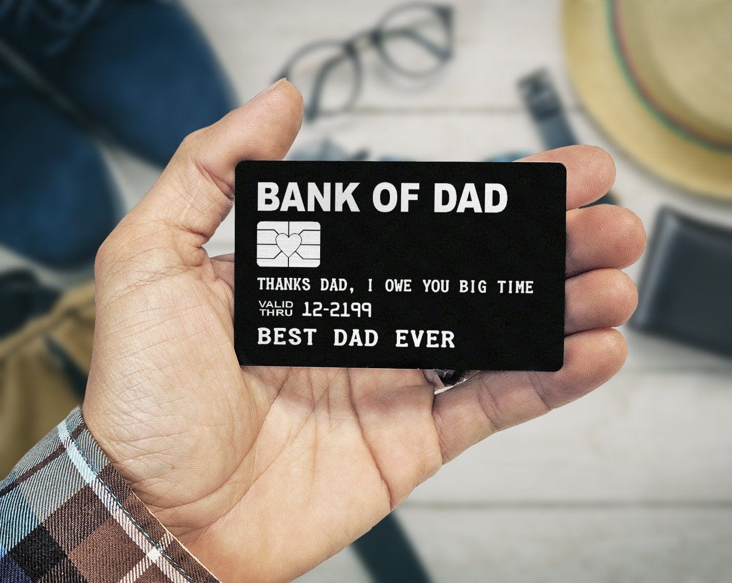 FOR DAD & GRANDPA Bank of Dad Engraved Wallet Insert Fathers Day Gift Deployment Man Wallet Card Best Dad Ever Personalize Father of the Bride Gift Daughter