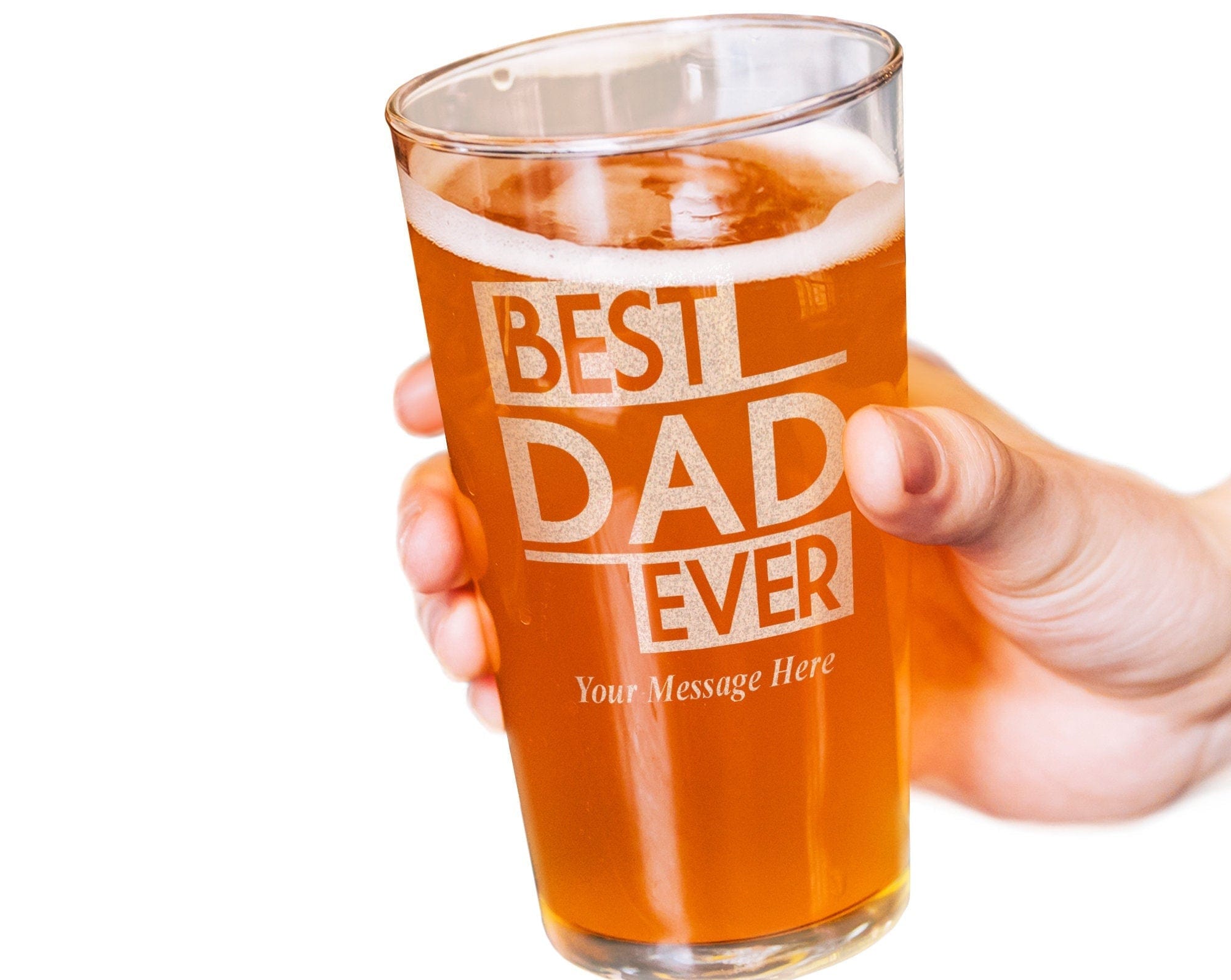 FOR DAD & GRANDPA Best Dad Ever Custom Engraved Pub Glass with Your Personal Message Kids Father's Day Gift from Son Daughter Baby First Daddy from Wife Mug