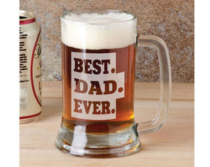 FOR DAD & GRANDPA Best DAD Ever Fathers Day 16 Oz  Beer Mug Engraved Father's Day Gift Idea Personalized Drinking Glass Etched Gift for Dad Birthday