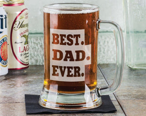 FOR DAD & GRANDPA Best DAD Ever Fathers Day 16 Oz  Beer Mug Engraved Father's Day Gift Idea Personalized Drinking Glass Etched Gift for Dad Birthday