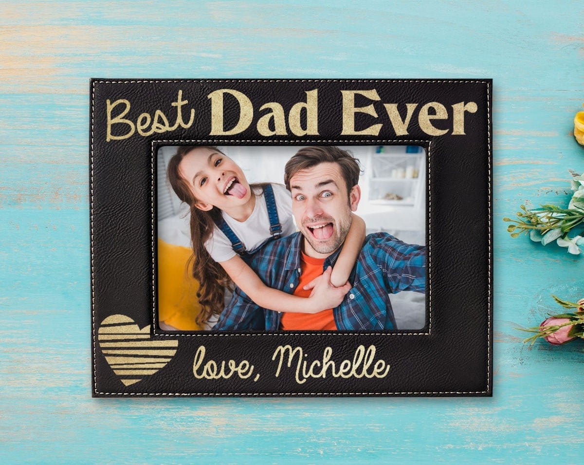 FOR DAD & GRANDPA Best Dad Ever Personalized Photo Frame Father Grandpa Papa Pop Fathers Day Birthday Baby Shower New Daddy from Son Daughter Picture Gifts