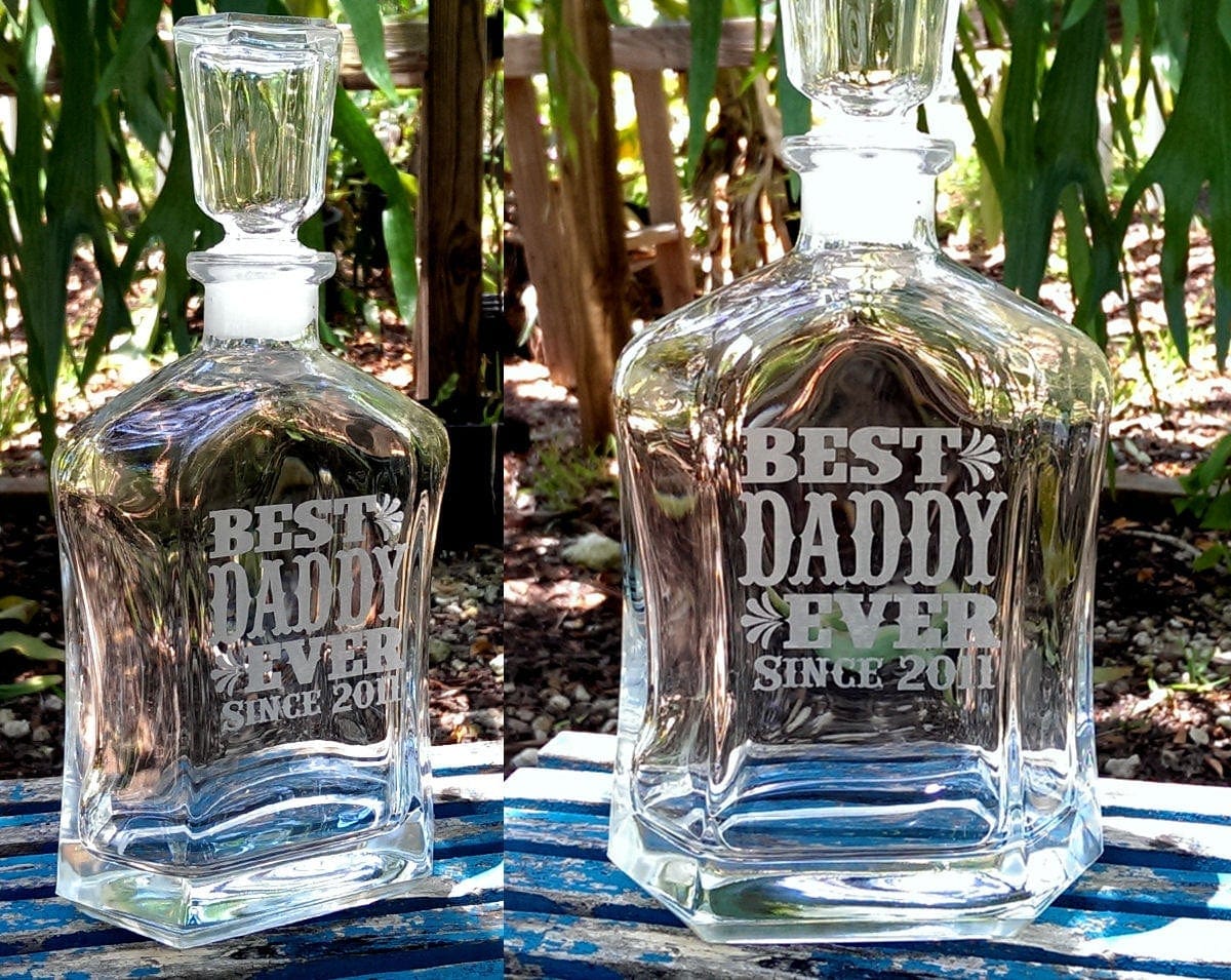 FOR DAD & GRANDPA Best Dad Ever Since Decanter Fathers Day Gift Idea for Papa Daddy Grandpa Birthday Christmas Present New Dad Father in Law from Son Daughter