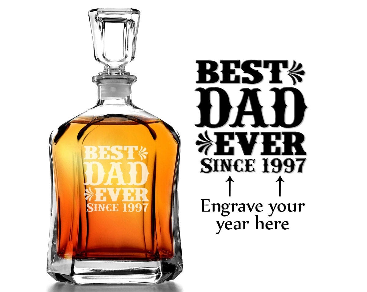 FOR DAD & GRANDPA Best Dad Ever Since Decanter Fathers Day Gift Idea for Papa Daddy Grandpa Birthday Christmas Present New Dad Father in Law from Son Daughter