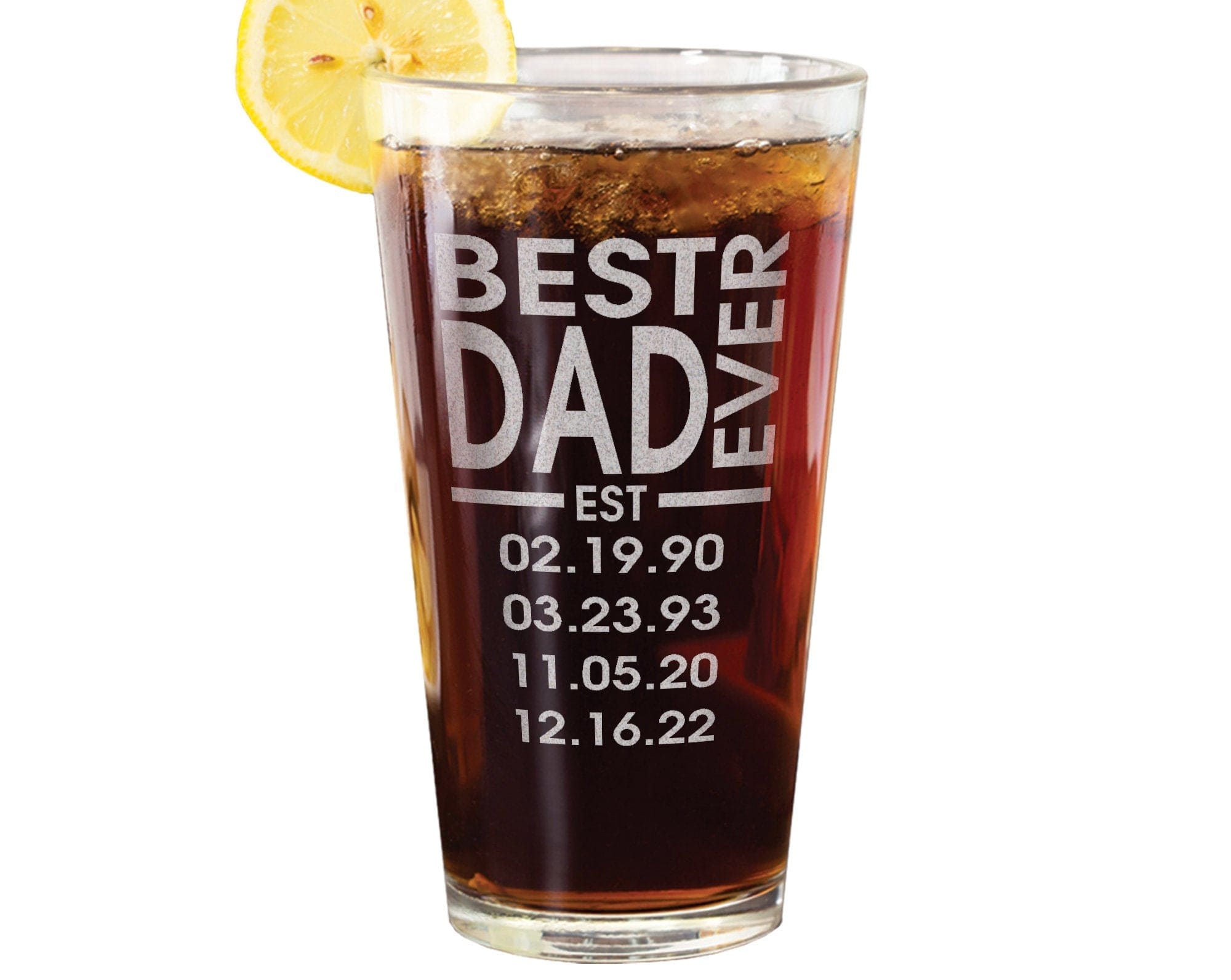 FOR DAD & GRANDPA Best Daddy Ever 50th Birthday Gift for Him Home Bar Decor From Favorite Child Engraved Parent Personalized Beer Glass First Father's Day