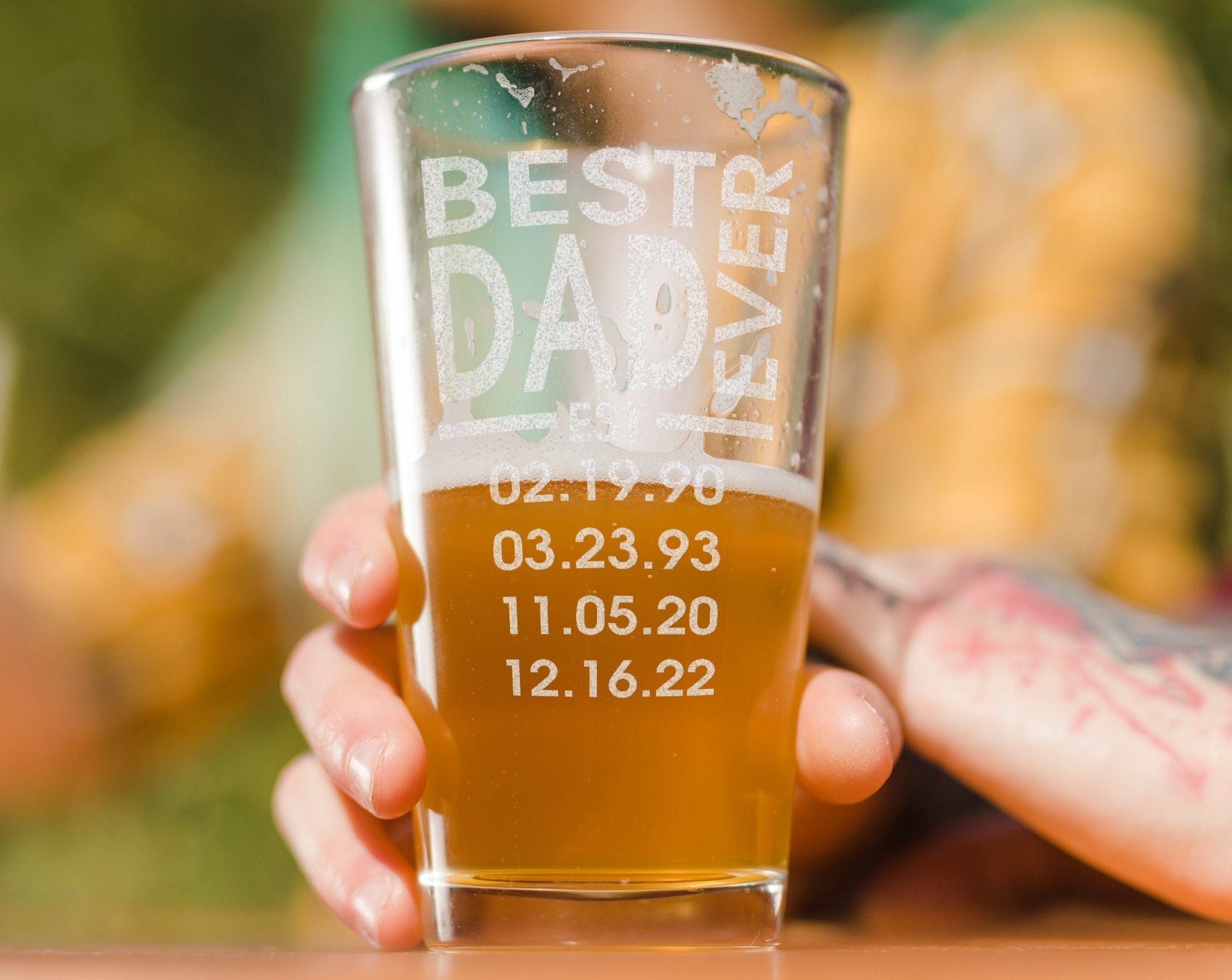 FOR DAD & GRANDPA Best Daddy Ever 50th Birthday Gift for Him Home Bar Decor From Favorite Child Engraved Parent Personalized Beer Glass First Father's Day