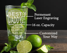 FOR DAD & GRANDPA Best Daddy Ever 50th Birthday Gift for Him Home Bar Decor From Favorite Child Engraved Parent Personalized Beer Glass First Father's Day