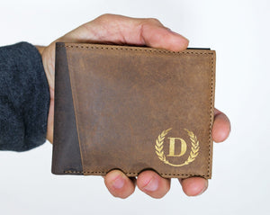 FOR DAD & GRANDPA Bifold or Trifold RFID Genuine Leather Personalized Wallet with Gold Foil Grandfather Gifts To My Son From Dad Mom Best Grandpa Womens Gift