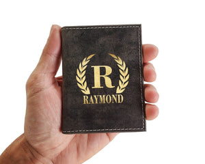 FOR DAD & GRANDPA Black RFID Blocking Slim Black or Brown Wallet Personalized Gold Foil Monogram 70th Birthday Gift for Men Dad Women from Daughter Genuine Leather