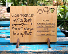 FOR DAD & GRANDPA Close Together or Far Apart Custom Wood Greeting Card Unique Father's Day Gift Card for Husband Grandpa Handmade Wooden Best Dad Cards Gifts