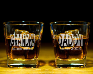 FOR DAD & GRANDPA Custom Engraved One Whiskey Best Dad Birthday Gift for Brother from Sister Bachelor Party Decorations for Young Men Women Scotch Rock Glass
