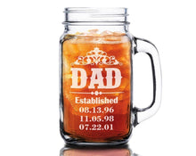 FOR DAD & GRANDPA Dad Daddy 16oz Mason Jar Personalized from Kids for Papa Godfather Husband Birthday Gift for Him Fathers Day Christmas Grandpa Gifts New Dad