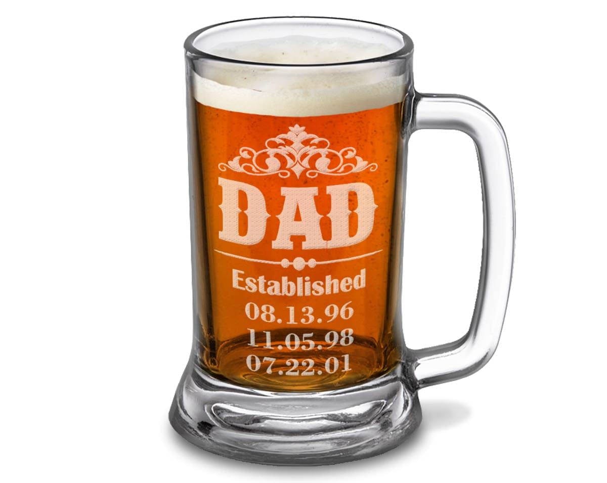 FOR DAD & GRANDPA Dad Gift Daddy New Dad Beer Mug 16 Oz  Engraved Beer Glass Father's Day Gift Idea Etched from daughter son and wife for Fathers Day