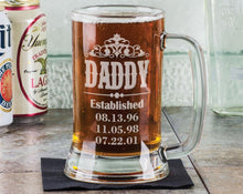 FOR DAD & GRANDPA Dad Gift Daddy New Dad Beer Mug 16 Oz  Engraved Beer Glass Father's Day Gift Idea Etched from daughter son and wife for Fathers Day