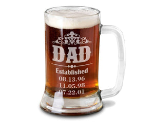 FOR DAD & GRANDPA Dad Gift Daddy New Dad Beer Mug 16 Oz  Engraved Beer Glass Father's Day Gift Idea Etched from daughter son and wife for Fathers Day