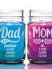 FOR DAD & GRANDPA Dad Mom Combo Set of 2 Custom Mason Jar with Established Date Daddy Papa Gifts Mommy Mama Parents Mugs Mothers Day Fathers Day Present Idea