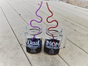 FOR DAD & GRANDPA Dad Mom Combo Set of 2 Custom Mason Jar with Established Date Daddy Papa Gifts Mommy Mama Parents Mugs Mothers Day Fathers Day Present Idea