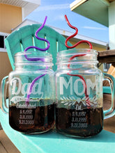 FOR DAD & GRANDPA Dad Mom Combo Set of 2 Custom Mason Jar with Established Date Daddy Papa Gifts Mommy Mama Parents Mugs Mothers Day Fathers Day Present Idea