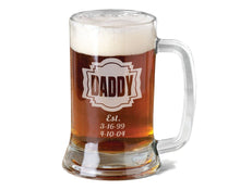 FOR DAD & GRANDPA DADDY 16 Oz Gifts for DAD Fathers Day Beer Mug Engraved Father's Day Gift Idea Personalized Glass Etched Father Grandpa Kids Birth Dates