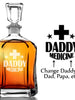 FOR DAD & GRANDPA Daddy Medicine Glass Whiskey Liquor Decanter Personalize Papa Grandpa PawPaw Dad Engrave Father Day Gift from Daughter Kid for Him Man