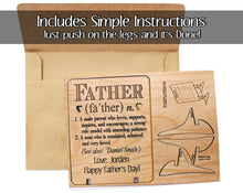 FOR DAD & GRANDPA Definition of Father Personalized Fathers Day Wood Greeting Card With Stand New Dad to Be Child GIft to Parent Mens Gift Present for Daddy