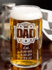 FOR DAD & GRANDPA Father's day gift Personalized Daddy Kids Birthdates Beer Can Glass 16 Oz Engraved Gifts for Pawpaw Dad Grandpa Him from Kids Grandkids Son