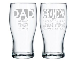 FOR DAD & GRANDPA First Father's Day Beer Lager Best Dad Mug New Daddy to Be Kids Birthdates Daddy Grandpa Birthday Gift Idea Engraved Men Husband Drinkware