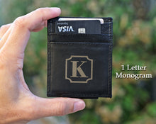 FOR DAD & GRANDPA Genuine Leather Engraved Ultra Slim Money Clip Wallet Monogram Initial Custom Gift for Best Husband Couples Best Friend Birthday Mr Gifts