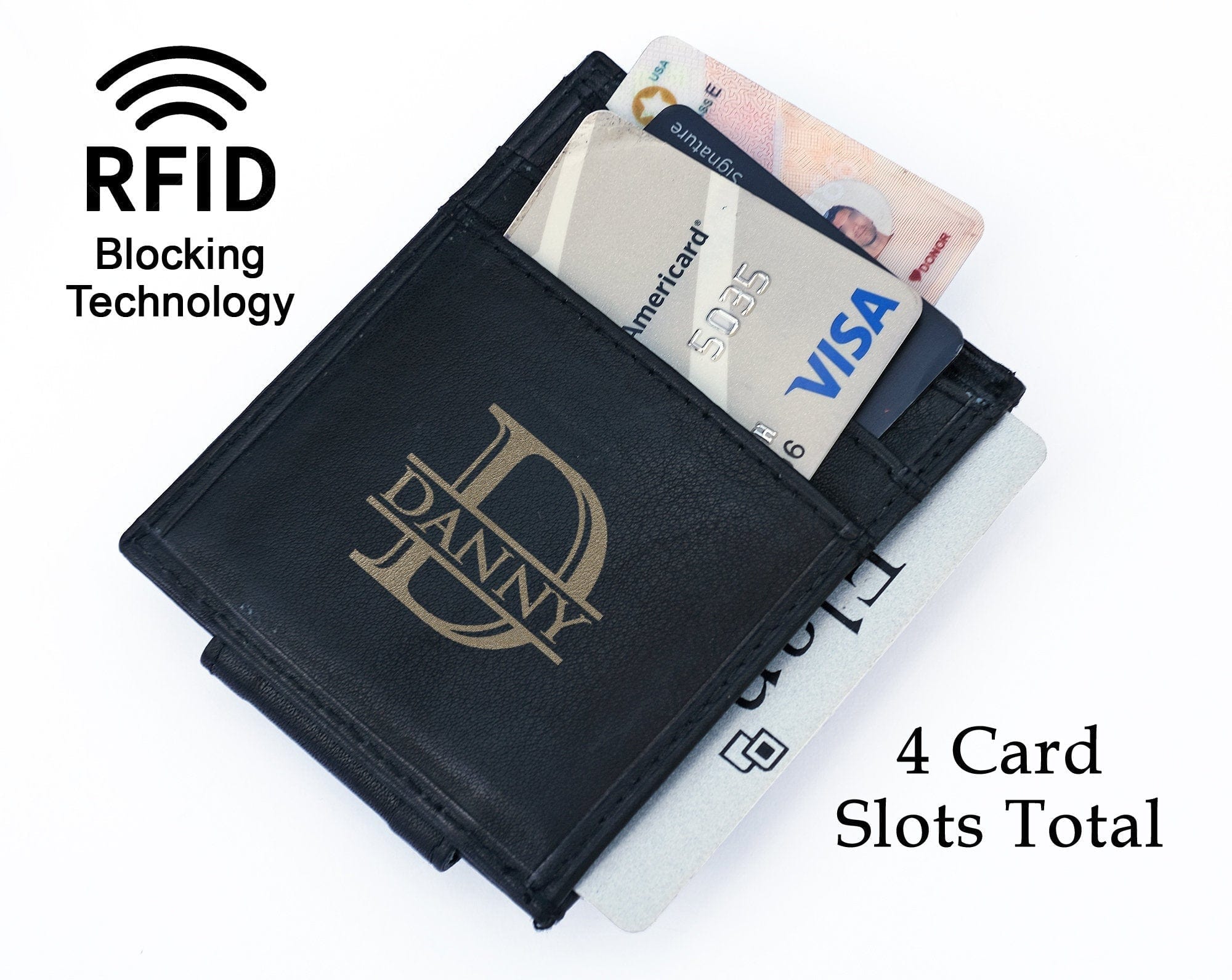 FOR DAD & GRANDPA Genuine Leather RFID Blocking Personalized Slim Money Clip Wallet for Men Women Laser Engraved Birthday Fathers Day Best Husband Gift