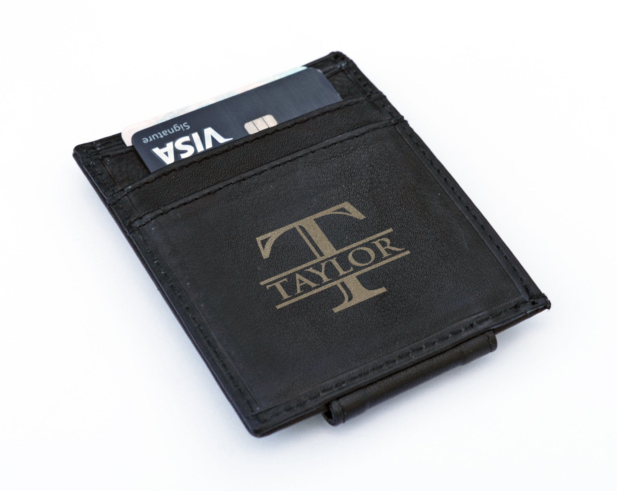 FOR DAD & GRANDPA Genuine Leather RFID Blocking Personalized Slim Money Clip Wallet for Men Women Laser Engraved Birthday Fathers Day Best Husband Gift