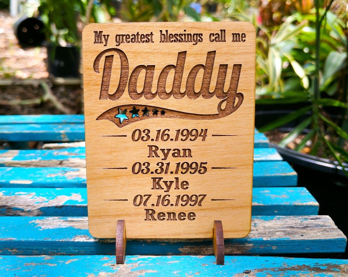 FOR DAD & GRANDPA Gift for Dad Personalized Wood Card My Greatest Blessing Father's Day, Birthday, Thank You, Christmas for Daddy Grandpa, Husband Wooden Gift