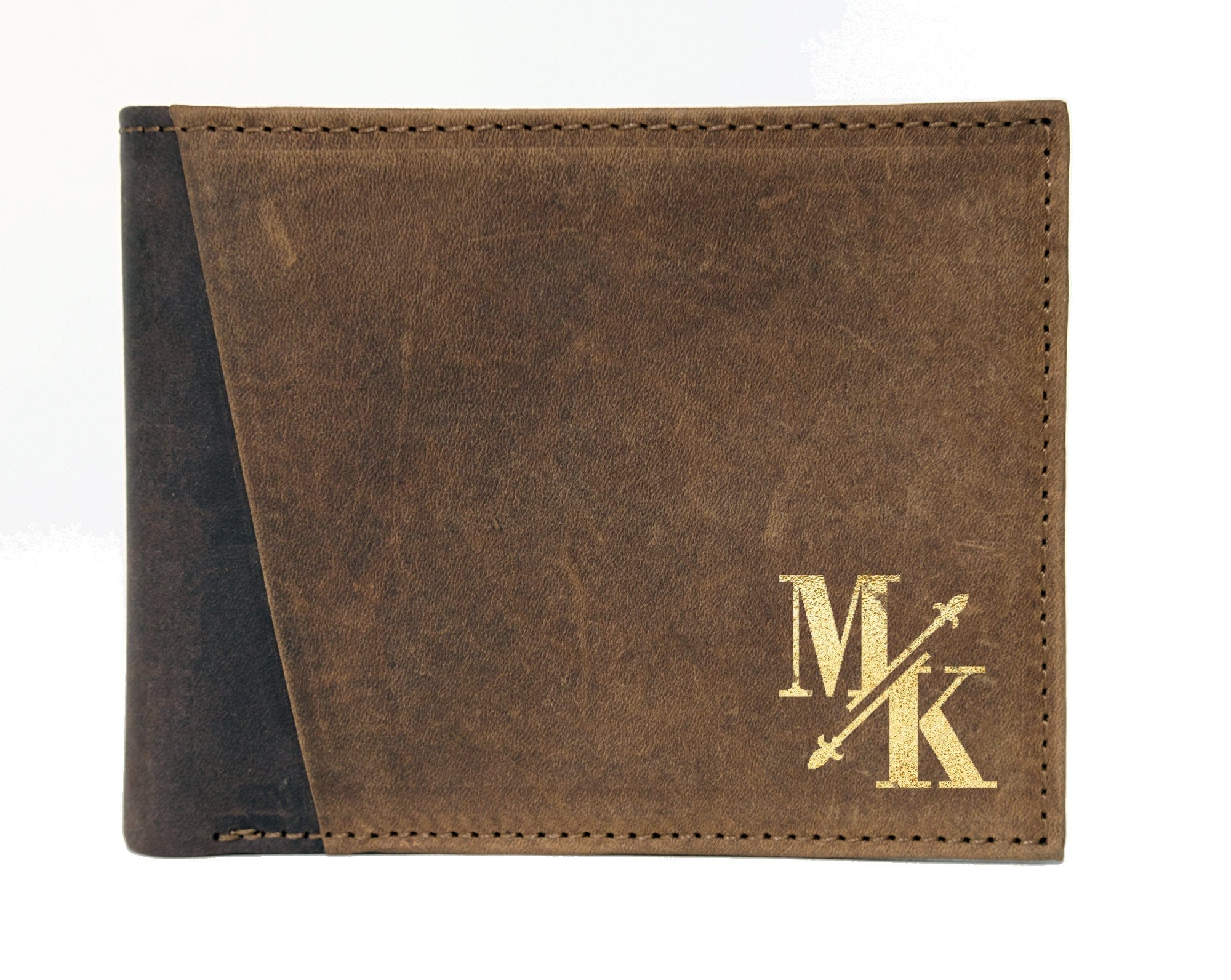 FOR DAD & GRANDPA Gold Foil Pressed onto Personalized Genuine Leather Bifold Wallet Custom for Men Women RFID Monogram Initial Gift for Dad Husband Boyfriend