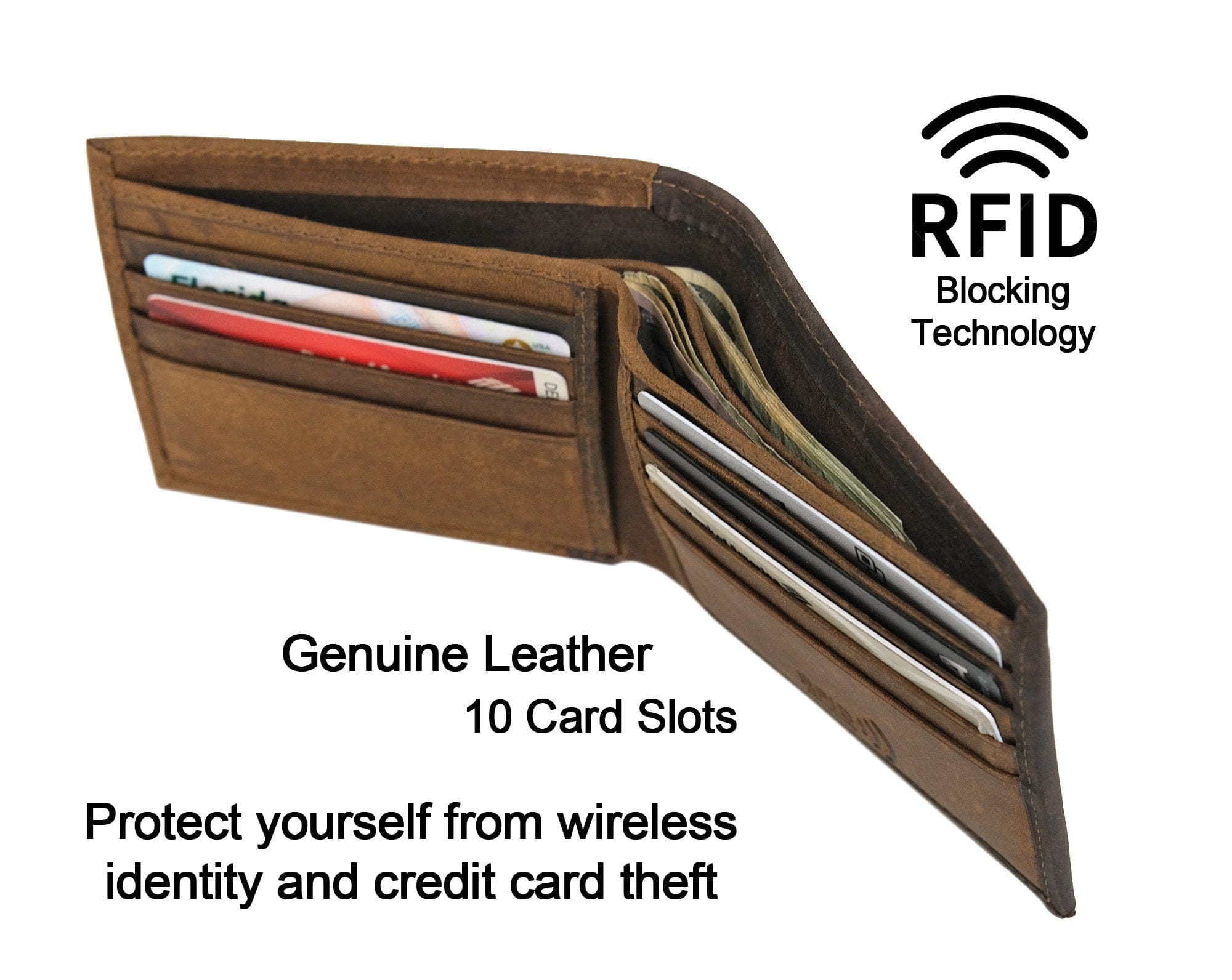 FOR DAD & GRANDPA Gold Foil Pressed onto Personalized Genuine Leather Bifold Wallet Custom for Men Women RFID Monogram Initial Gift for Dad Husband Boyfriend