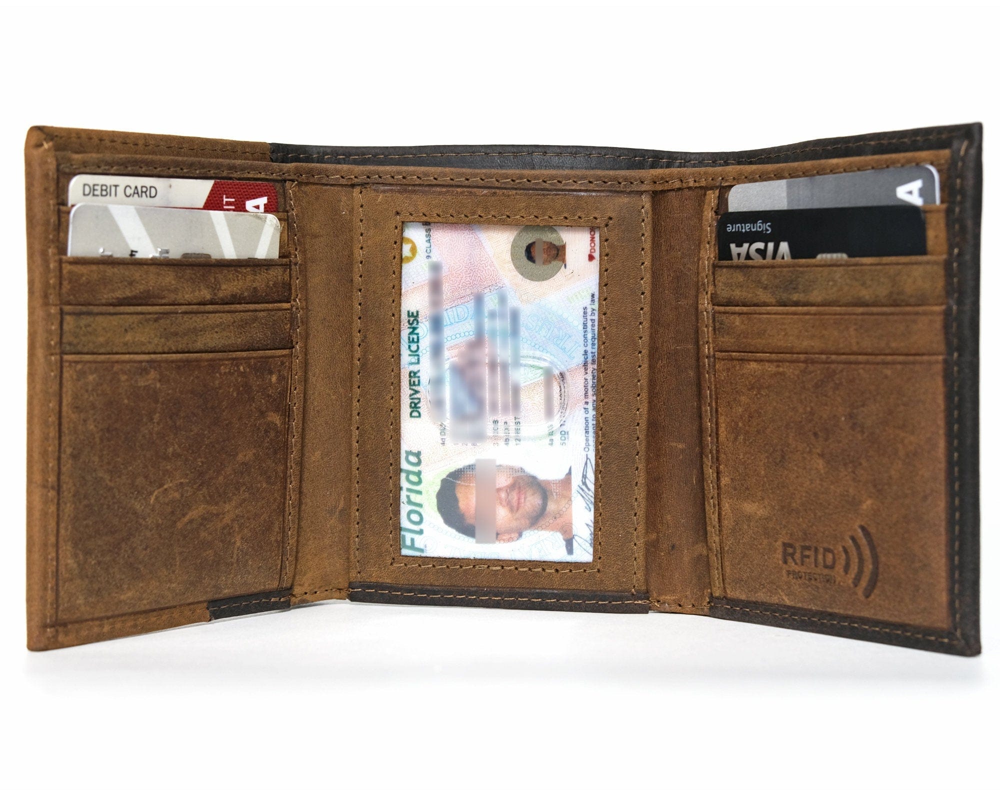 FOR DAD & GRANDPA Gold Foil Pressed onto Personalized Genuine Leather Bifold Wallet Custom for Men Women RFID Monogram Initial Gift for Dad Husband Boyfriend