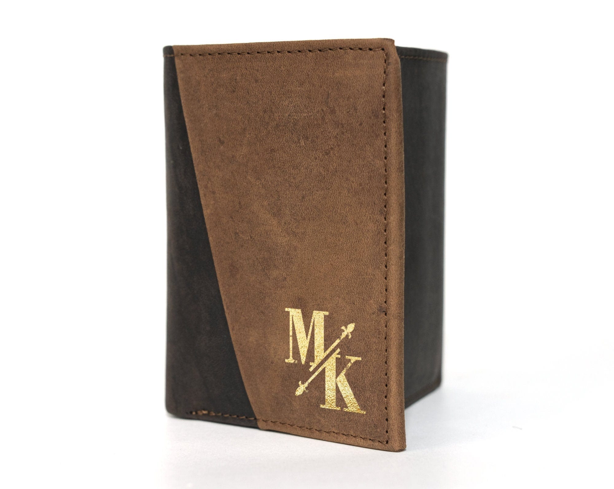 FOR DAD & GRANDPA Gold Foil Pressed onto Personalized Genuine Leather Bifold Wallet Custom for Men Women RFID Monogram Initial Gift for Dad Husband Boyfriend