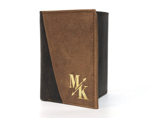 FOR DAD & GRANDPA Gold Foil Pressed onto Personalized Genuine Leather Bifold Wallet Custom for Men Women RFID Monogram Initial Gift for Dad Husband Boyfriend