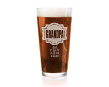 FOR DAD & GRANDPA Grandpa Dad Custom with Kids Birthdates Pub Glass 16 Oz Personalized For Grandparents PaPa Pop Papaw Daddy Fathers Day Gift for Grandfather