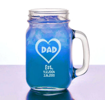 FOR DAD & GRANDPA Heart Mom Dad Gift Idea Personalized Mason Jars Engraved Christmas Gift for Mother Father Uncle Aunt Grandpa Grandma Mug Christmas Glasses