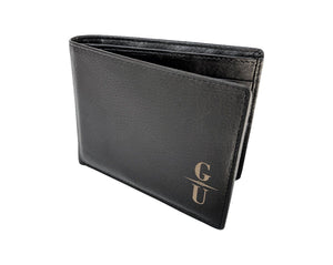 FOR DAD & GRANDPA Initial Custom Laser Engraved Wallet Fathers Day Gift Unique Personal Gifts for Moms Leather Bifold Black 30th Birthday Idea for Brother