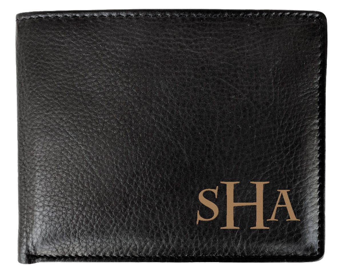 FOR DAD & GRANDPA Monogram Engraved Custom Black Wallet Birthday Gift for Men Women Wedding Party Thank You Gifts RFID Block Wallets Groomsmen Initials Favors